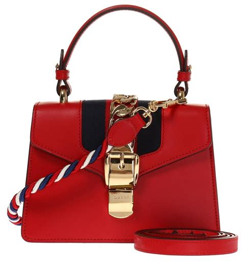 gucci ladies sylvie leather mini shoulder bag in red|Gucci sylvie small bag.